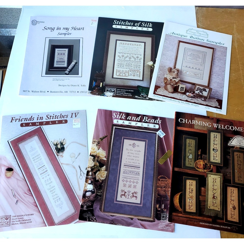 Cross Stitch VTG Lot of 6 Song in my Heart Sampler DKJ Originals OOP Sampler